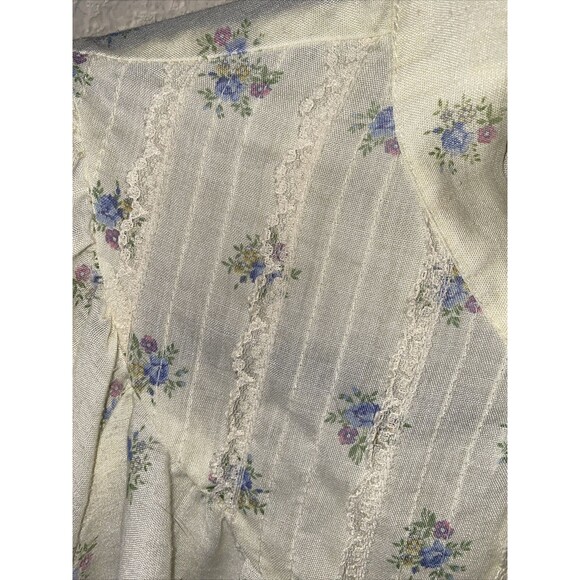 Vintage ruffle lace Floral Shirt Blouse Lace dainty 70s lagen fairy coquette - Picture 4 of 11